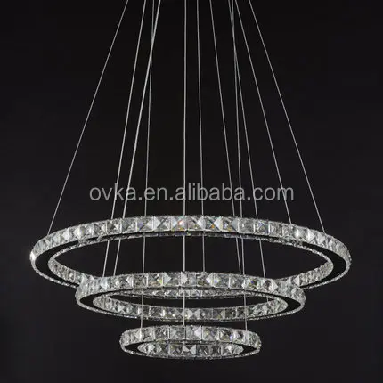 Modern luxury crystal 3 circles LED chandelier light for living room pendant light