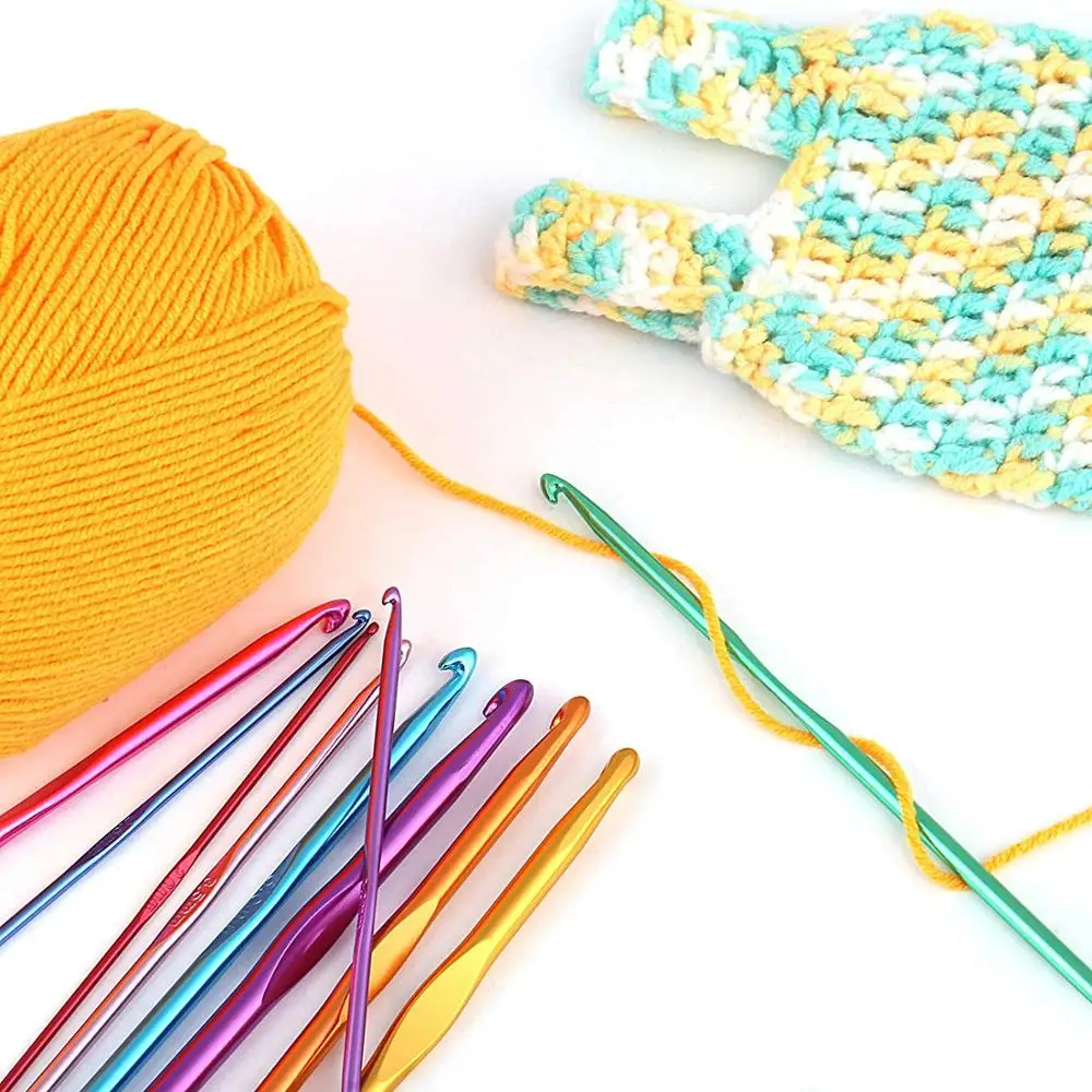 22 шт. алюминиевый крючок для вязания набор с алюминиевой ручкой крючок для вязания вязать иглы переплетения нитей набор с чехлом
