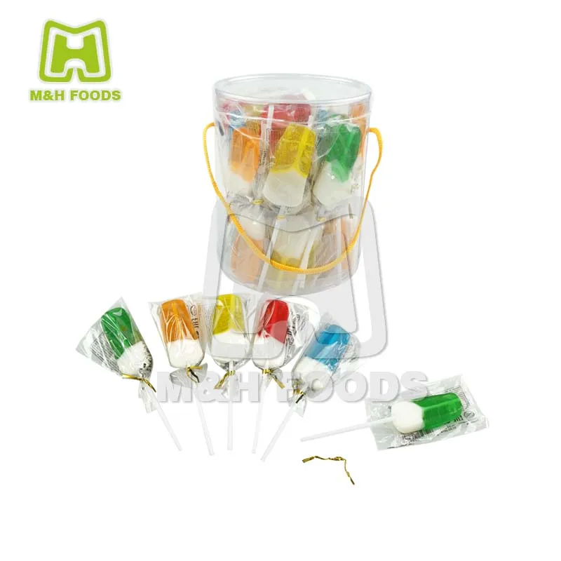 Colored Lollipops in the Shape of Beer are Placed in Jar
