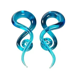 Glass Ear Tapers Plugs Teardrop Spiral Gauges Piercing Set body piercing jewelry