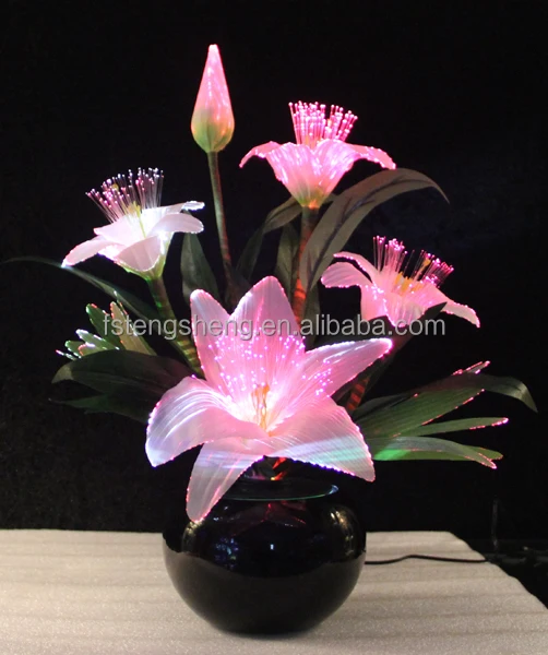 2021 Popular high quality simulation decorative flowers with led lights White Pink Lily with color change
