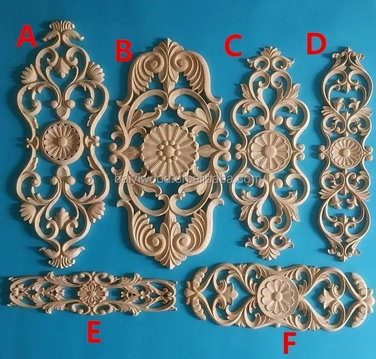 Wood Carving Ornaments Wood Decorative Furniture Onlays and Appliques