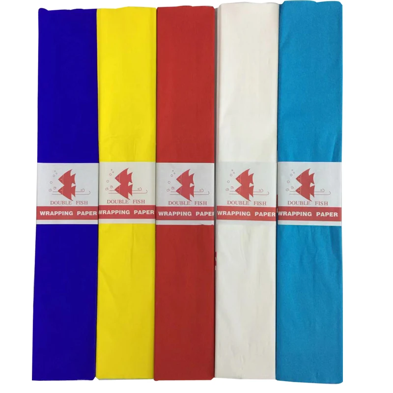 COLORFUL CREPE PAPER DOUBLE FISH 17GSM WRAPPING PAPER 20% STRETCH
