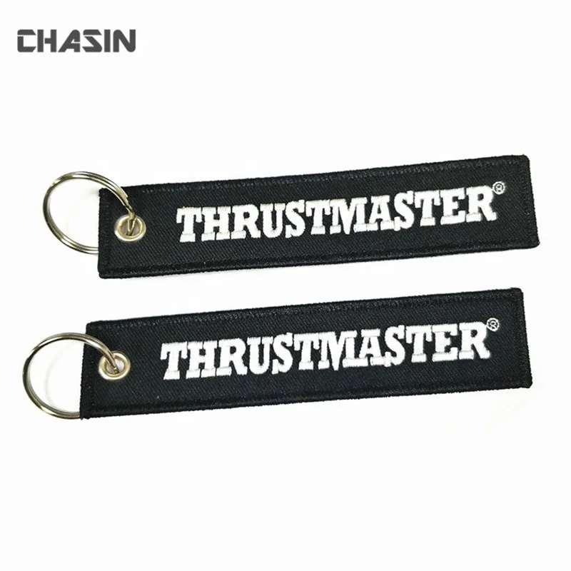 Cheap Custom Embroidered Twill fabric key chain, keyring, key tag