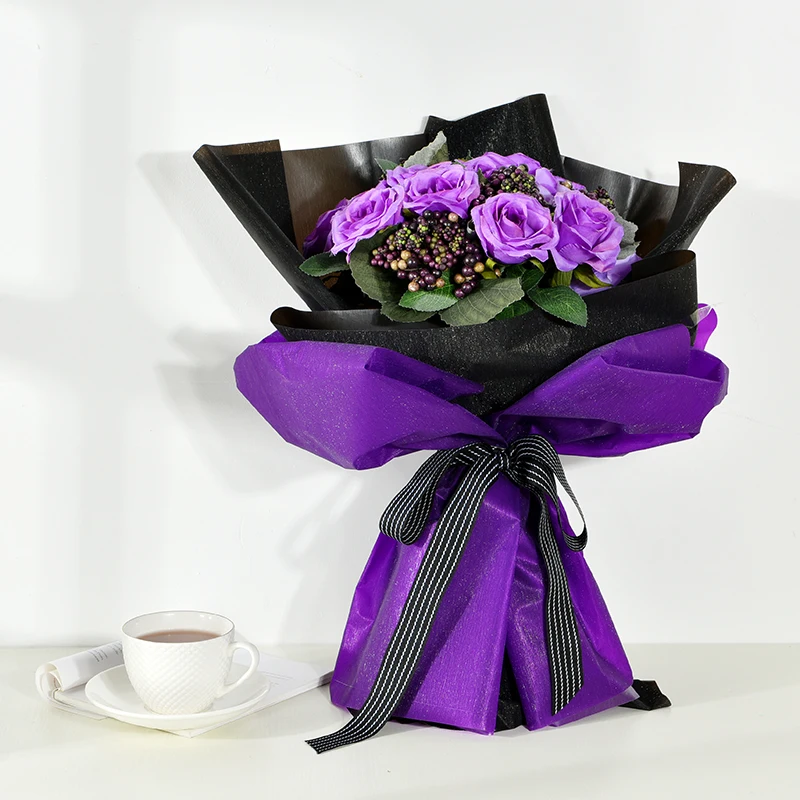 
FREE SAMPLE waterproof paper sheet solid plastic shining glitter wrapping paper for flower 