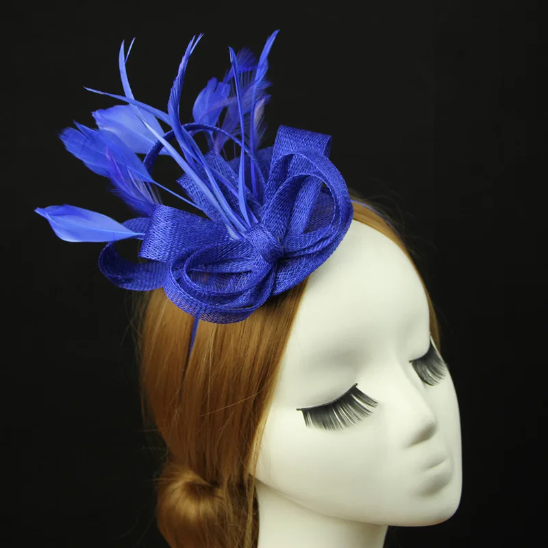 Custom dancing party Multi colored feather hair accessories Fashion Feather and Sinamay Fascinator Hats for Ladies