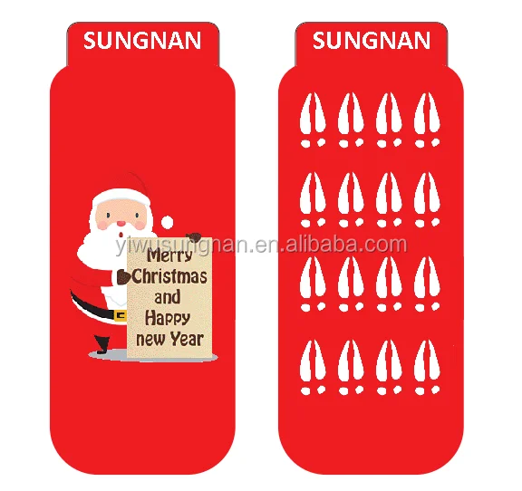 Christmas OEM Anti Slip Non Skid Slipper Rubber with grippers yoga trampoline running socks