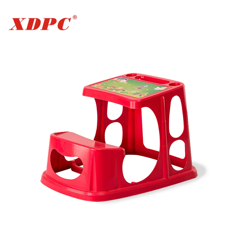 Preschool plastic cartoon study table and chair for kids