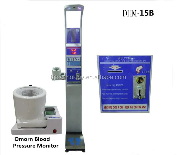 coin operated ultrasonic sensor BMI pharmacy height and weight machine with blood pressure