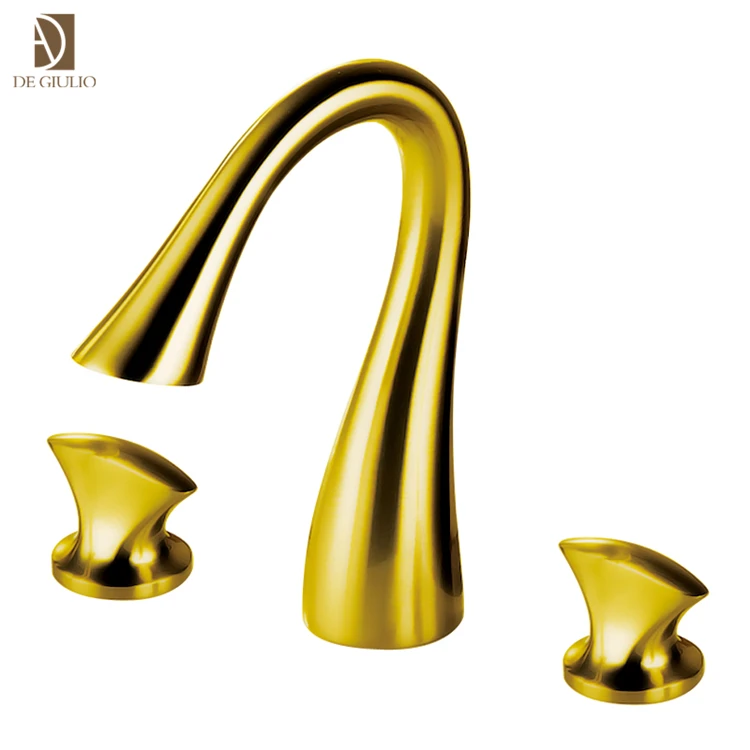 High-end sanitary ware bathroom brass three holes basin sink faucet with swan spout