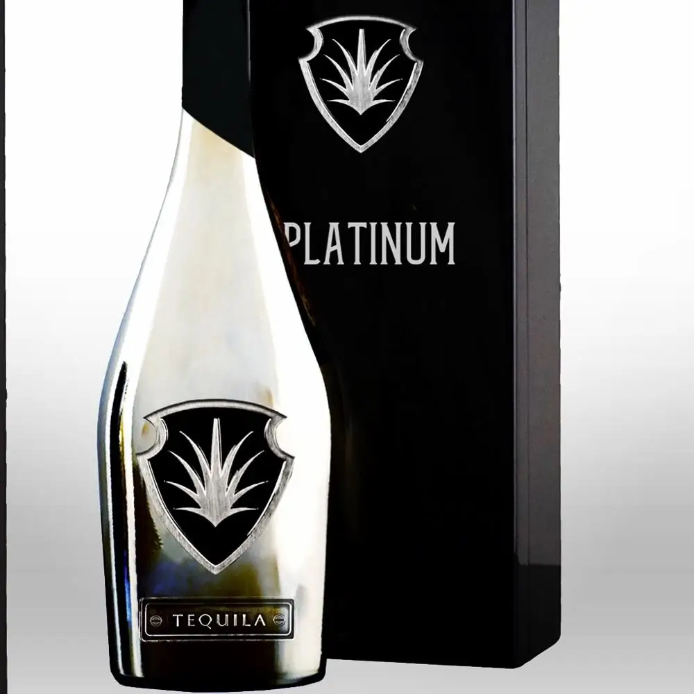 Factory Custom Metal Soft Aluminum Pewter Matt Gold Bottle Tequila platinum Label Sticker