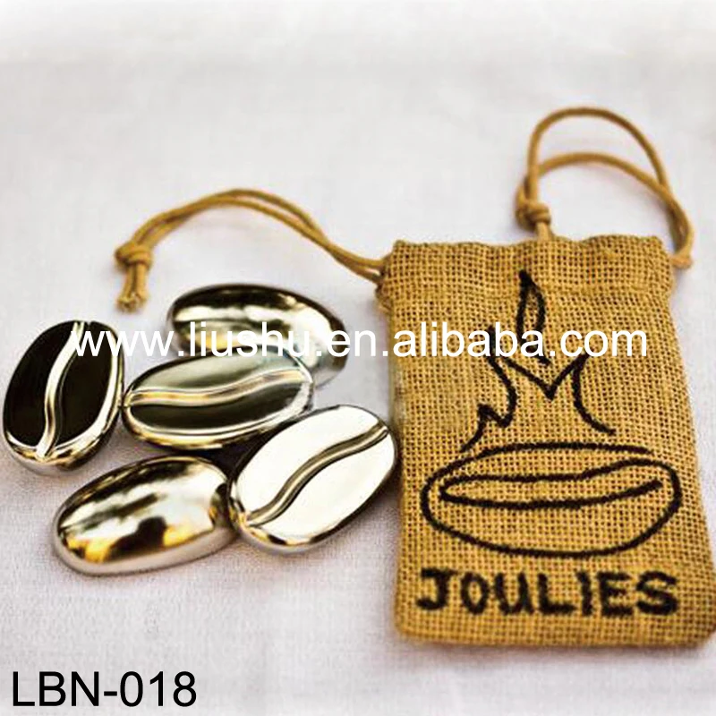 reusable stainless steel ice cube coffee bean shape
