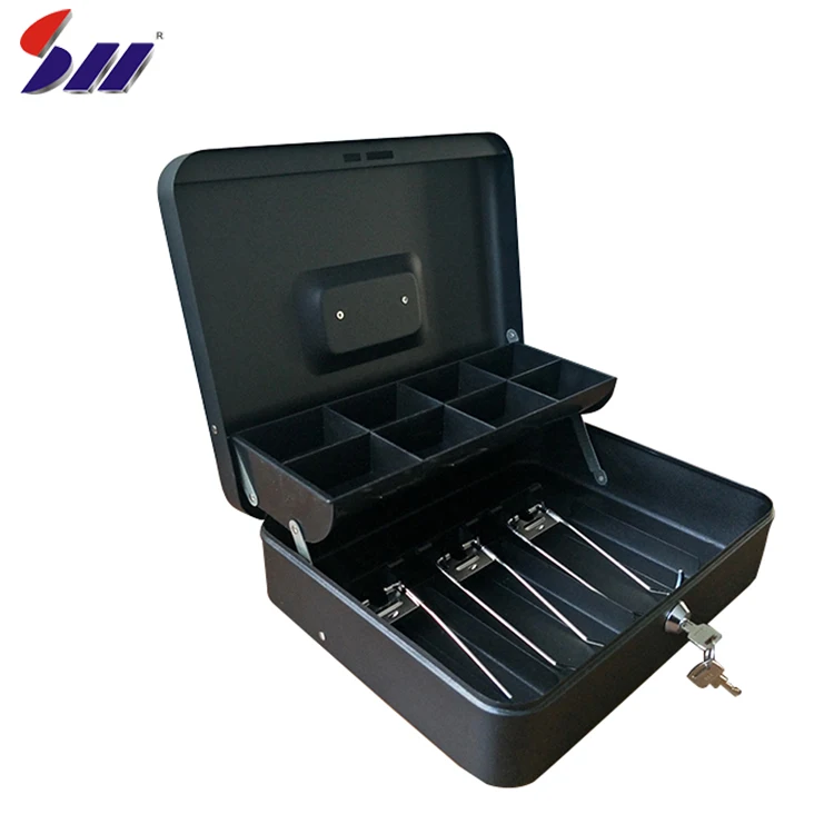 300/240/90Mm Durable Eight Compartments Safe Steel Mini Cash Money Box With Handle