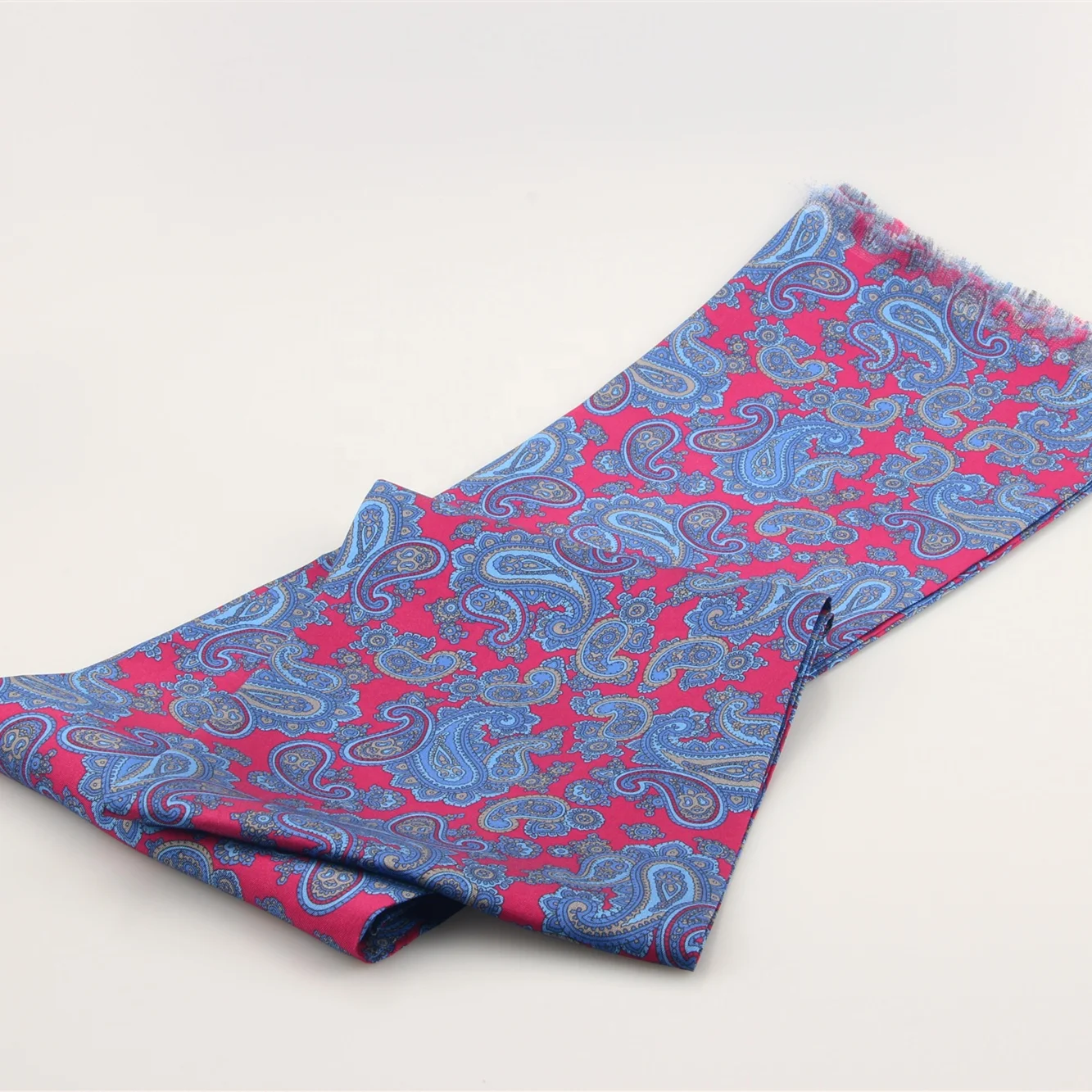 Man Fashion Purple Paisley Floral 100% Pure Silk Woven Scarf Screen Printing