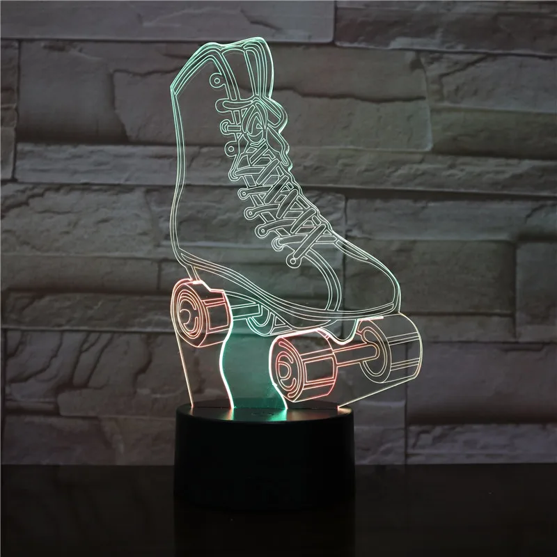 Roller Skates Tricolor 3D Illusion Lamp Kids Children Toys Three Colors LED Night Light With Touch Switch