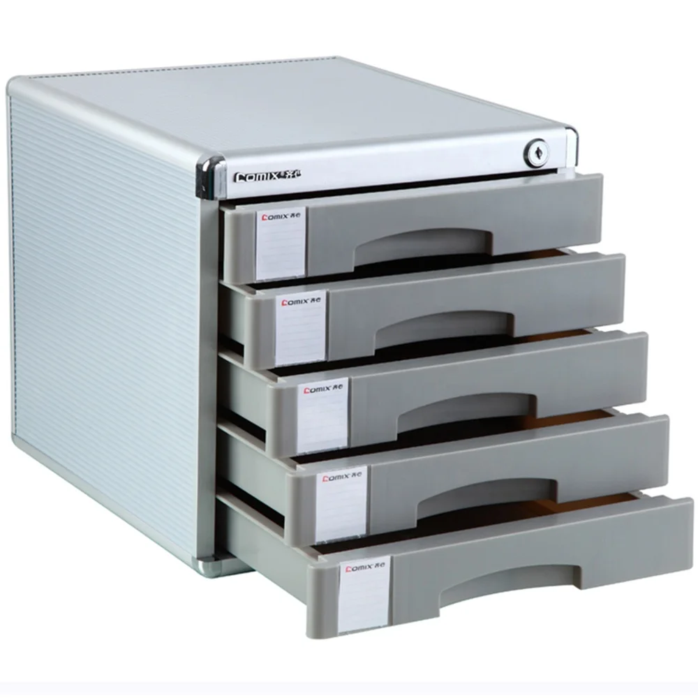 Comix 5 Drawers Fireproof Metal Filing Cabinet with Lock Desktop Stationery