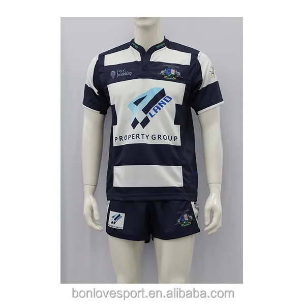 High quality whole polyester sublimation custom free design competition rugby shirt.
