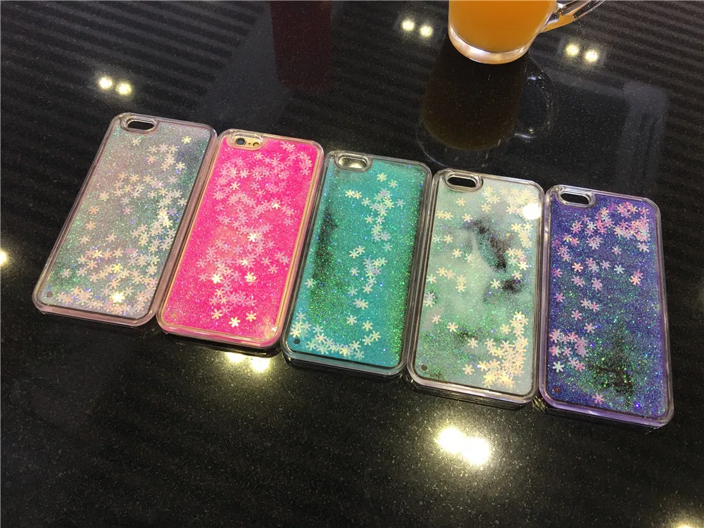 wholesale promotion glitter quicksand liquid snowing hard plastic cell phone cover case for iphone 11 pro max xs xr X 8 7 6 plus