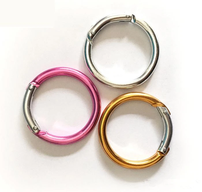 Circle Round Carabiner Camping Spring Snap Clips Hooks Keychain Key Ring