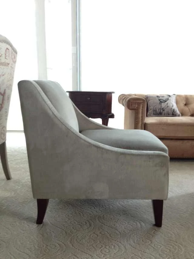 Hotel Velvet leisure chair, living room wooden sofa chair, antique french leisure chair