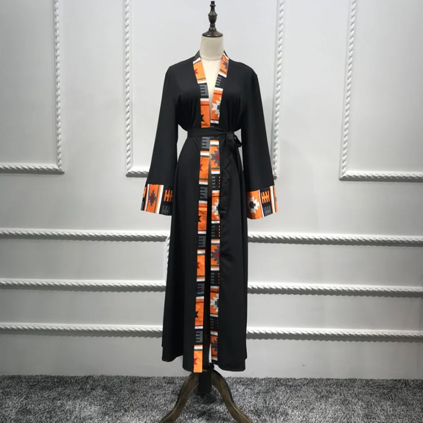 Long Robe Gowns Kimono Jubah Ramadan Middle East Thobe Worship Service Islamic Prayer Clothing Muslim Abaya Print Dress Cardigan