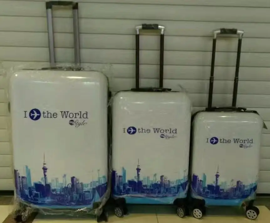 3 pcs set Hardside Spinner abs PC eiffel tower beauty case luggage