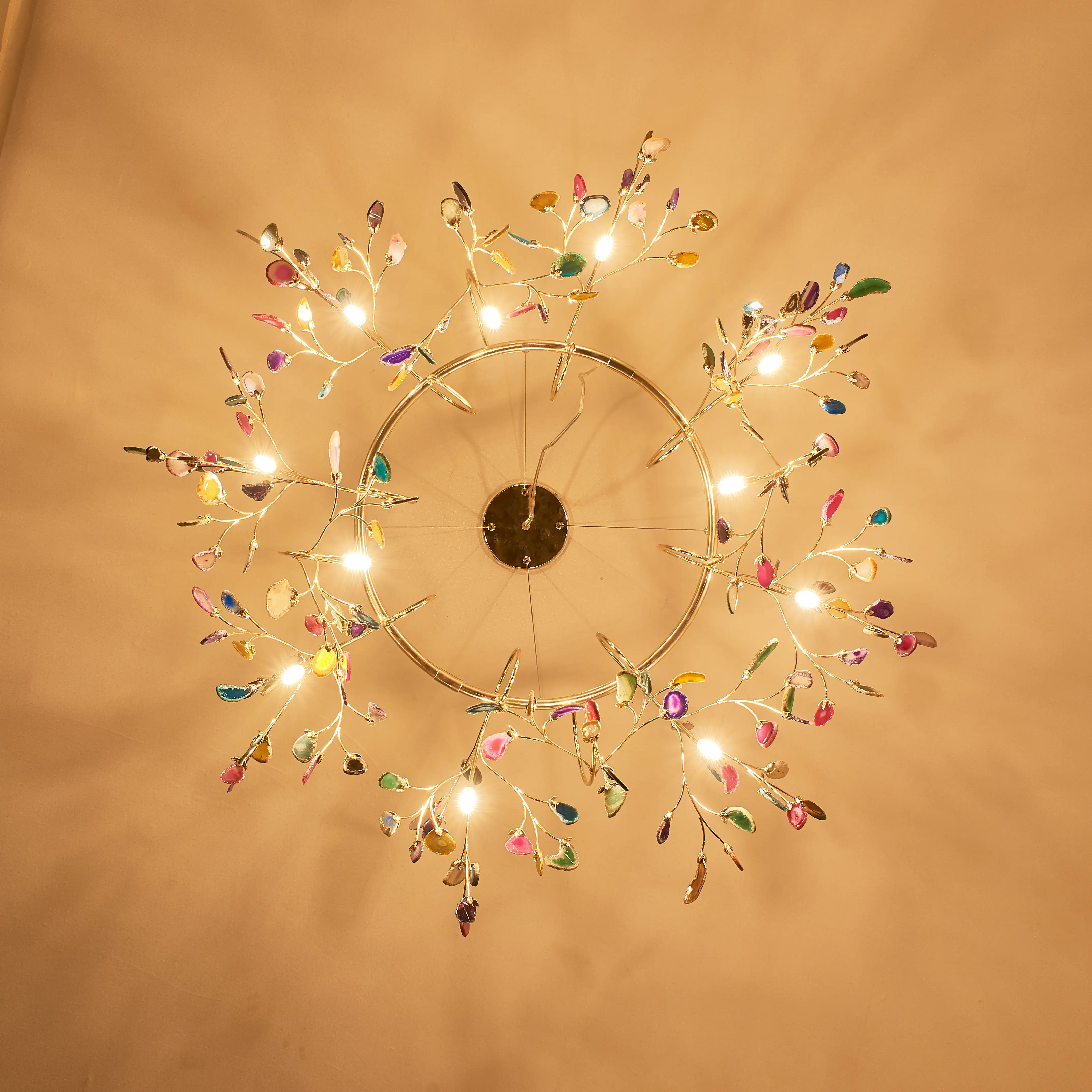 
New style Industrial fancy custom colorful agate home loft Chandelier ceiling pendant lights 