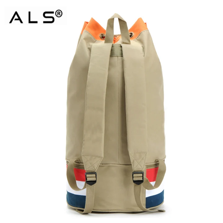 Round Sling Polyester Sports Bag With Shoe Compartment Round Shaped Large Capacity Drawstring Backpack Sling Bag Backpack