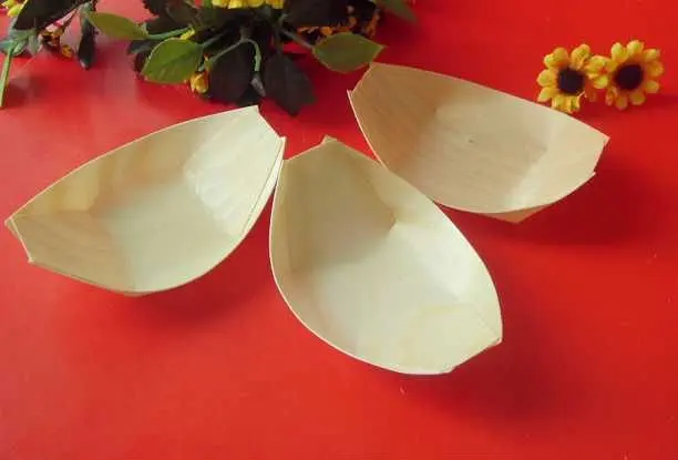 Ecco friendly wooden sushi boat disposable serving boat boat plate