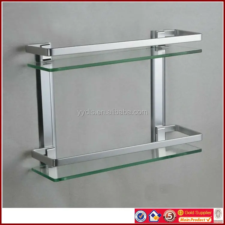 
2001B Aluminum guidea rail 2-tier glass shelf bathroom 