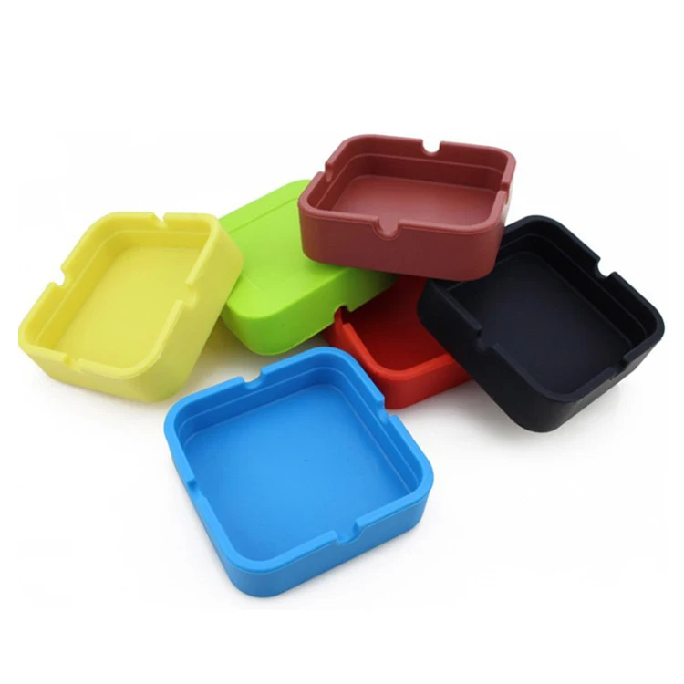 
Wholesale Colorful Heat Resistant Square Silicone Ashtray Eco-friendly unbreak cigar smoking tobacco pocket ashtray for car 