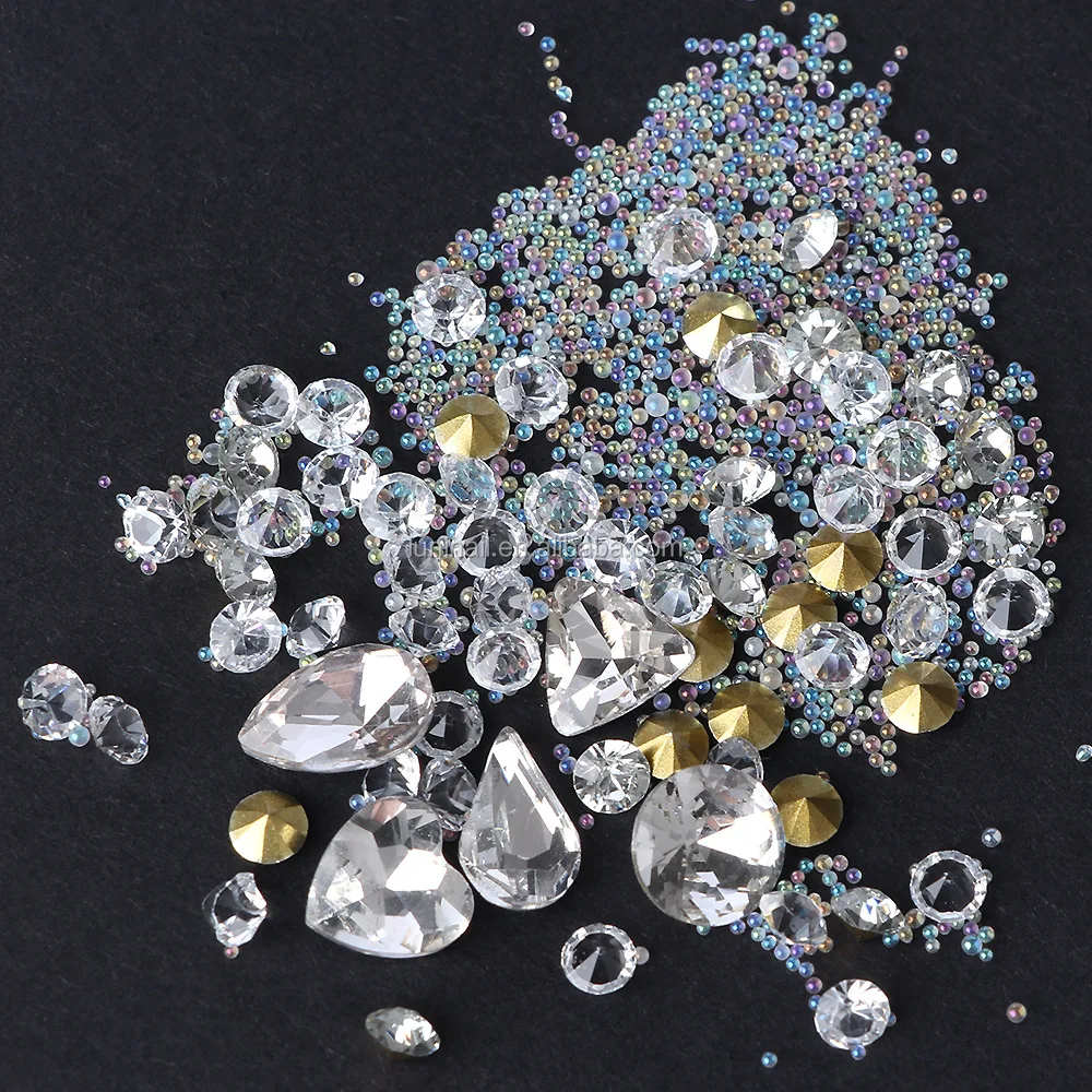 2018 hot sale nail art crytal stone caviar mix rhinestone mix