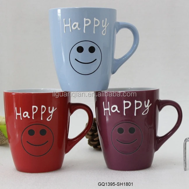Hot-sale a ceramic mug with smile on it 13 oz