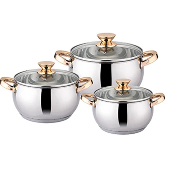 Best Cookware Set Cooking Pots 6pcs Stainless Steel CLASSIC Color Box +master Carton Tempered Glass Lid Mirror Polishing
