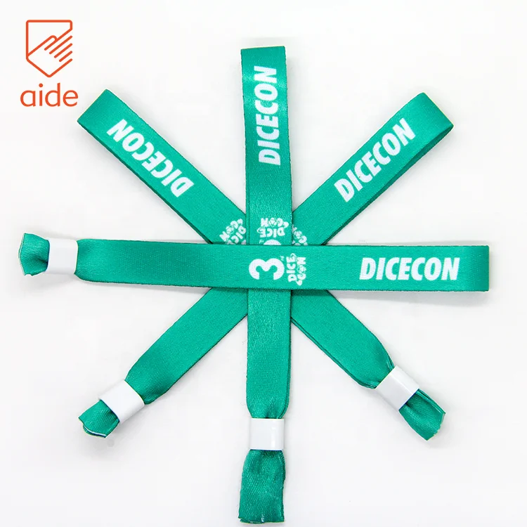 Personalized Cloth Fabric Bracelet Polyester Adjustable Wristbands With Plastic Clip For One Time Use