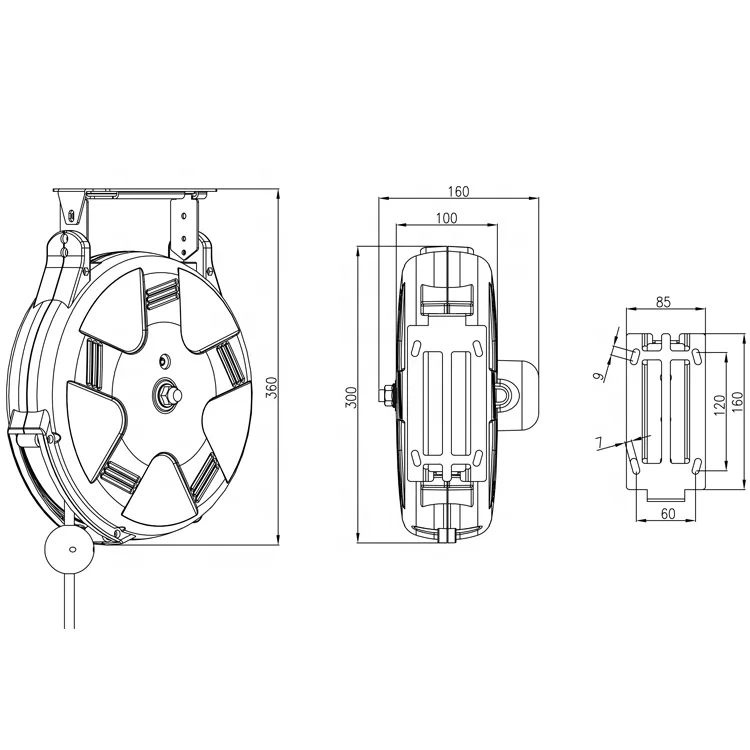 
2019 Wholesale wall mount garden pvc 12m retract roll rotating hose pipe reel car wash air india box parts 