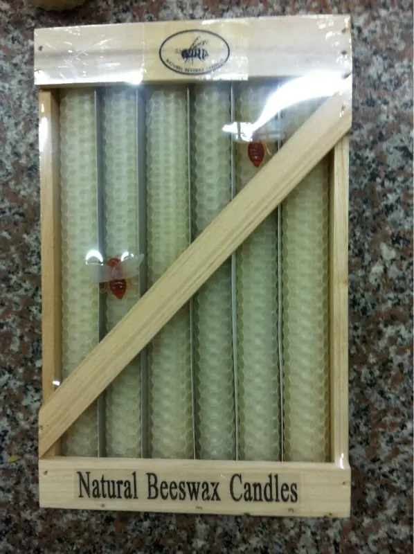 
Wood Box Beeswax Candle 