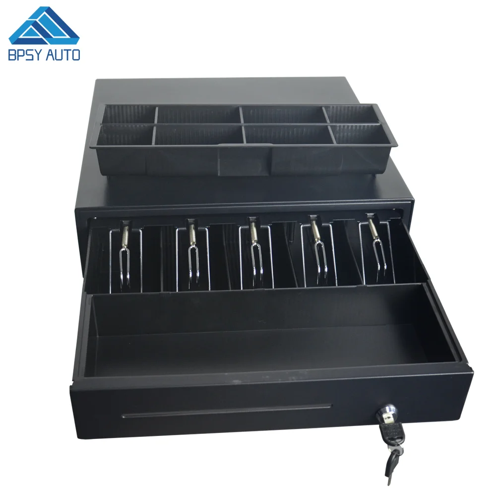 POS Cash Drawer Box 410 5 Bill 8 Coin Adjustable Coin Trays Auto Manual Open Key-lock RJ11 for POS Printer