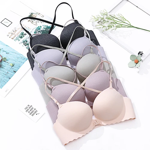 Telige Young Ladies Push up Padded bra Seamless Wireless Bra Front Closure Buckle