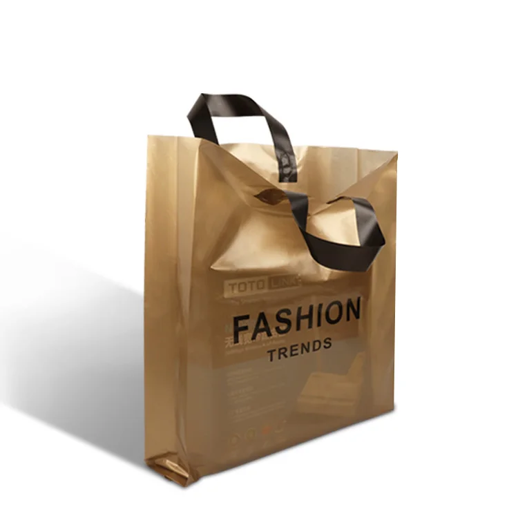 high quality biodegradable poly plastic soft loop handle  shopping packaging  bag with custom print logo
