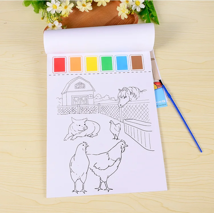 DIY альбом для рисования акварелью с 6 пигментными цветами