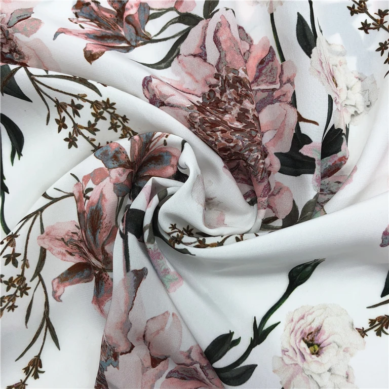 Suppliers High Quality 100 Polyester Satin Digital Printed Crepe Chiffon Brushed Fabric