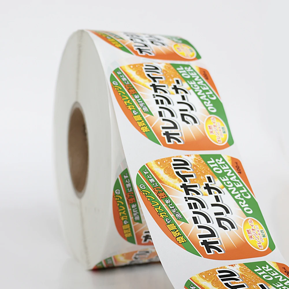 Private Label Design Printing Die Cut Size Price Barcode Tag PVC Paper adesivi personalizzati customized sticker roll logo label