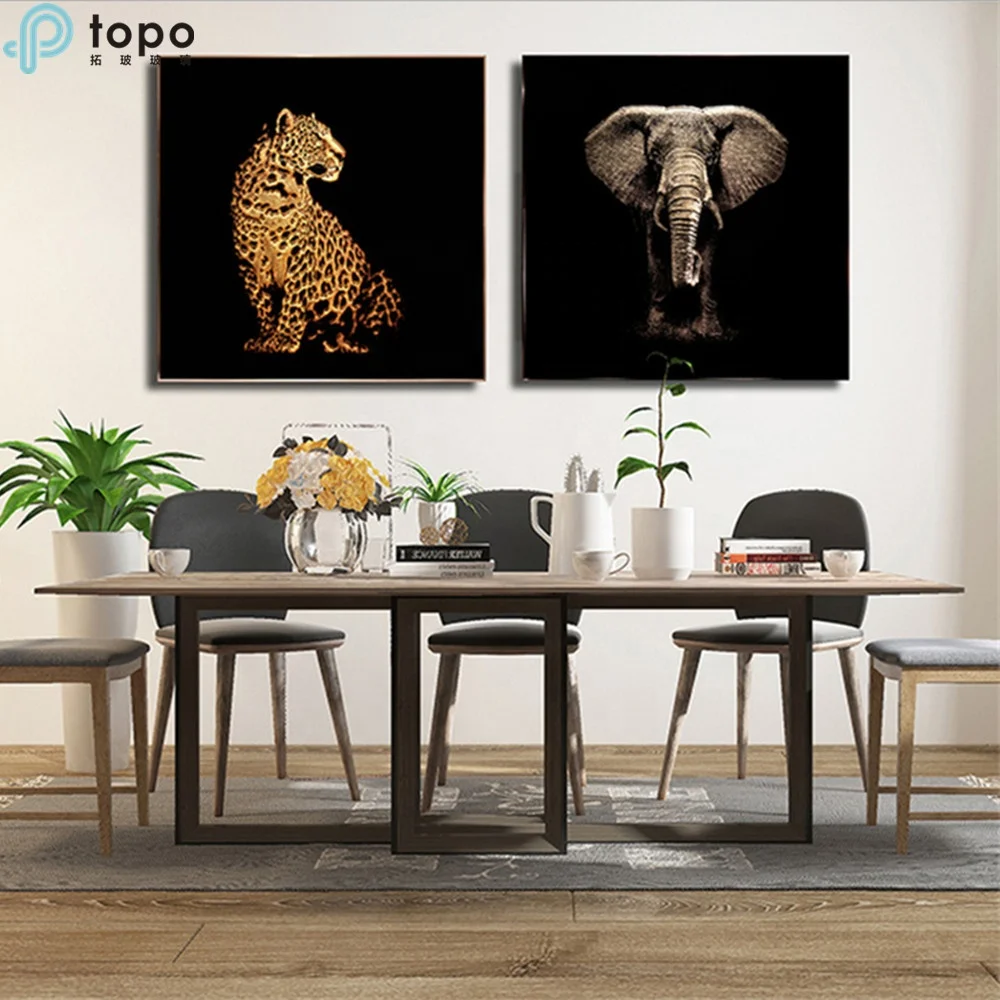 
Wall Art Framed Painting 3D Lifelike Elephant Glass Painting on Low Iron Glass (MR-YB6-2038) 