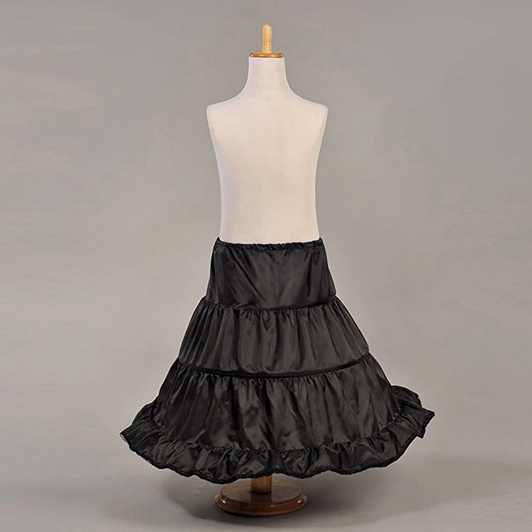 Petticoat Half Slip 3 Hoop Flower Girl Crinoline White Black One Size Children Petticoat