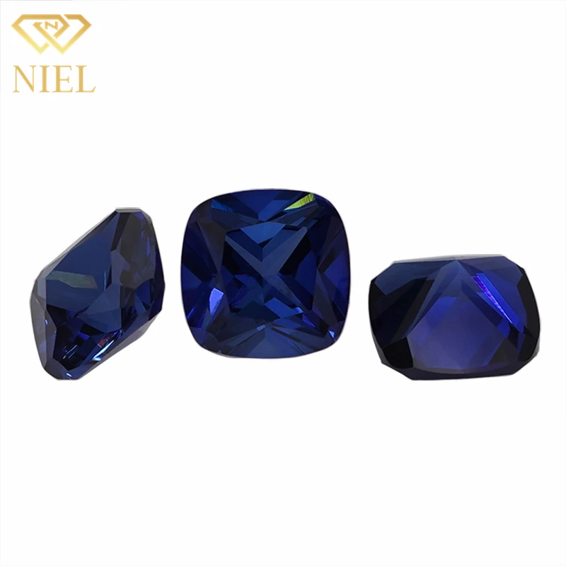 Niel gems stone prices 34# color synthetic corundum gem loose blue cushion cut stone sapphire gemstone