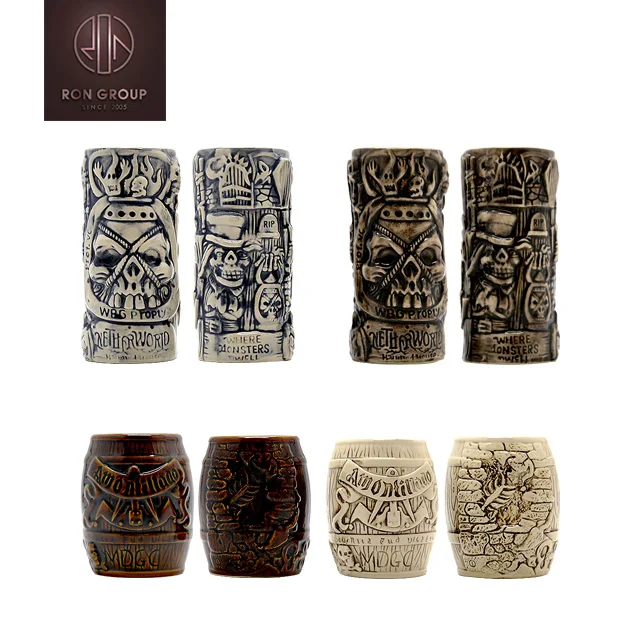 Best Quality Hot Sale bar Restaurant Tableware Decorations Cocktail Cup Fancy Barware Ceramic Tiki Mugs