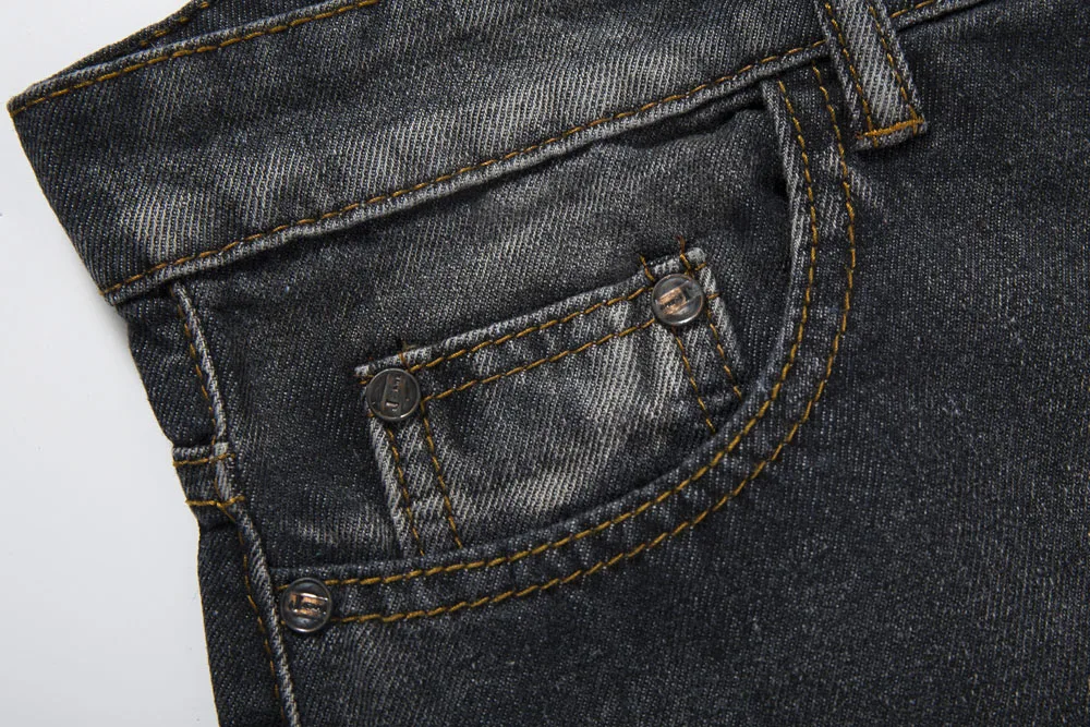 Men Jeans Stretch Skinny Retro Pleated Dot Patchwork Casual Men Denim Jeans Hole Straight Vintage Male Jeans