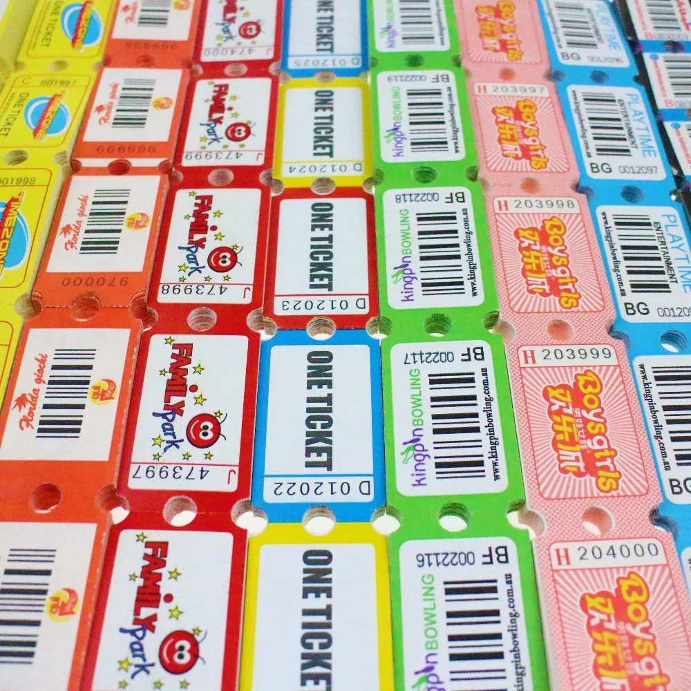 OEM Coupon Printing Paper Arcade Game Redemption Lottery Tickets Custom