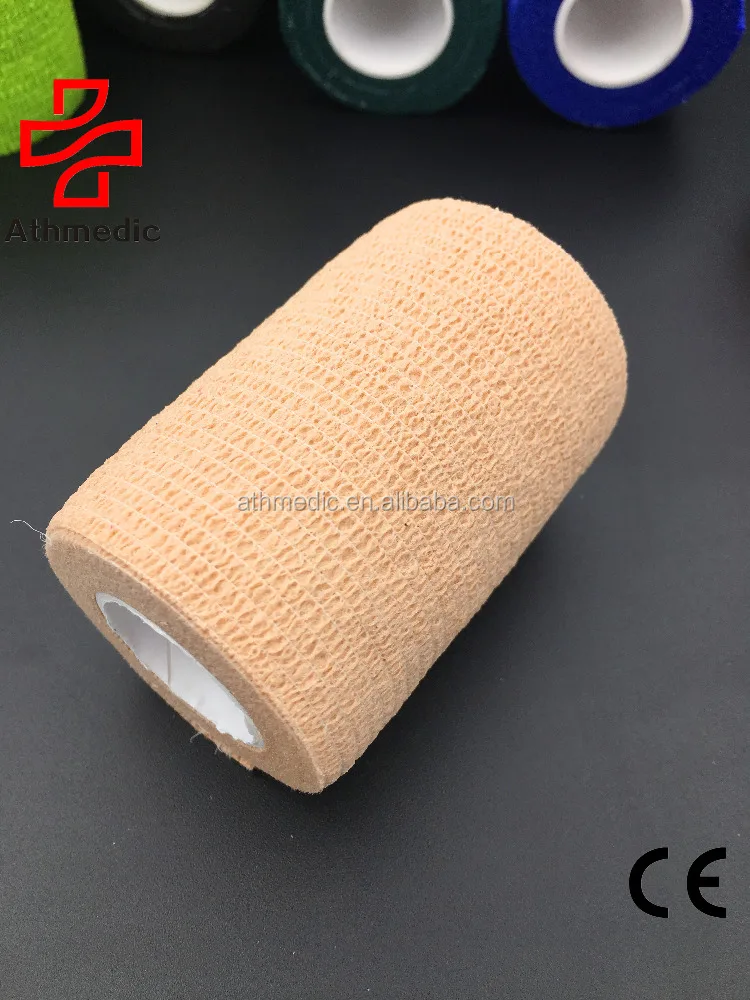 2023 Athmedic Спорт Китай лошадь Водонепроницаемая эластичная качественная латексная когезионная повязка загар самоклеящаяся повязка